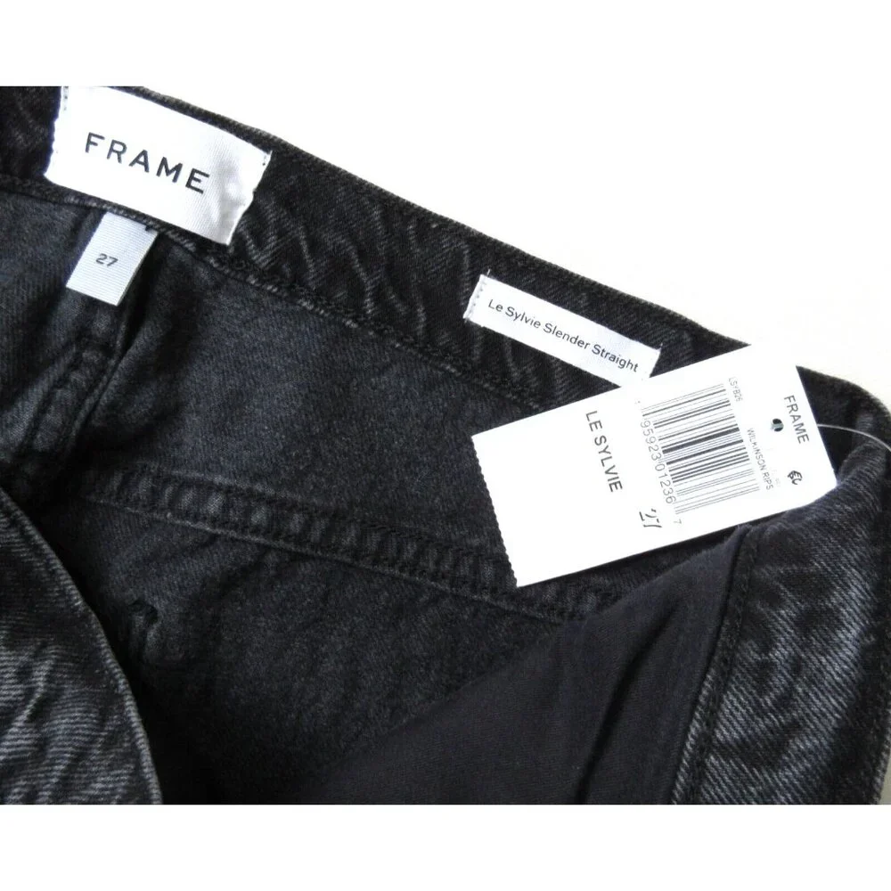NWT FRAME Le Sylvie Slender Straight in Wilkinson Rips High Rise Jeans 27